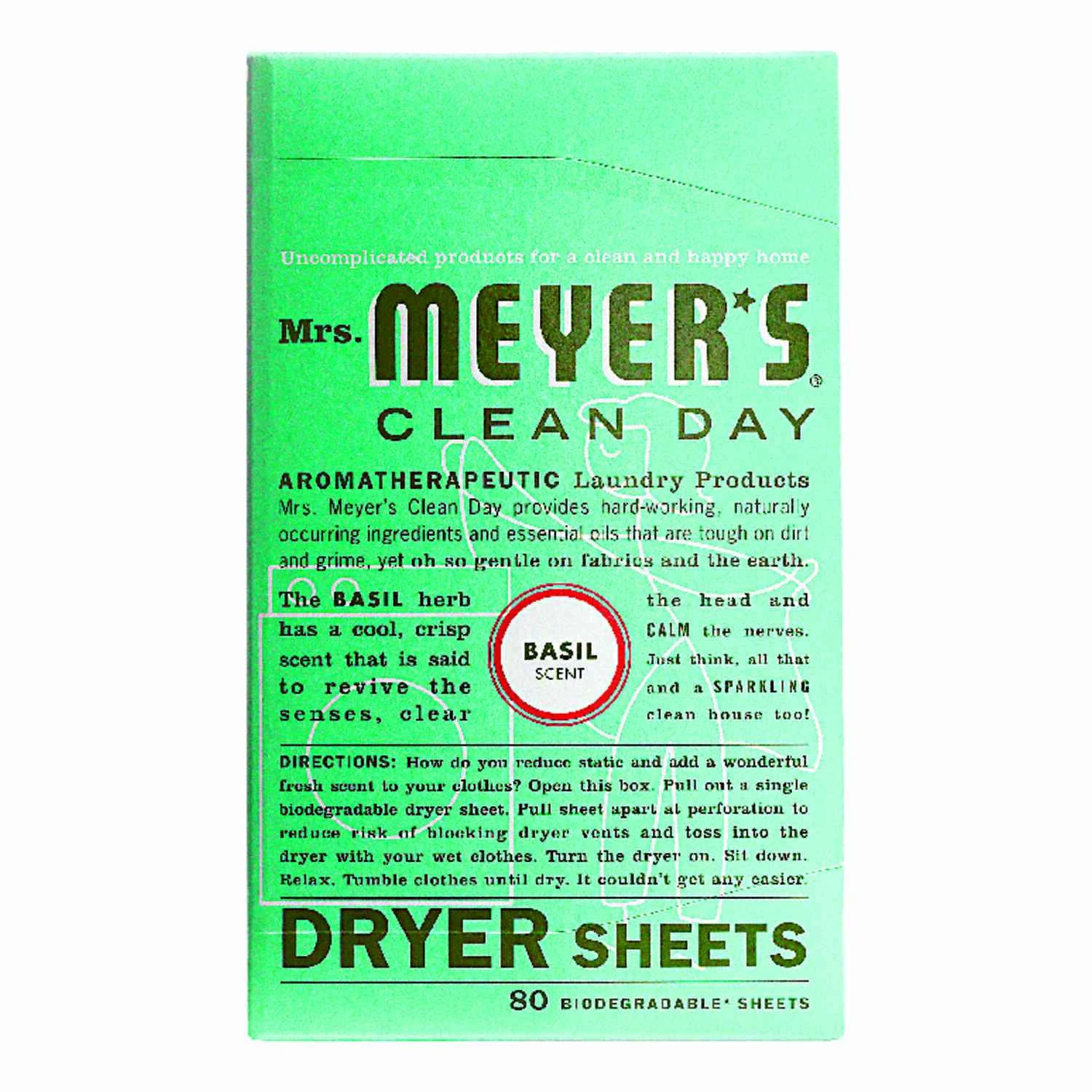 Mrs. Meyer's Clean Day Basil Scent Fabric Softener Sheets 80 pk