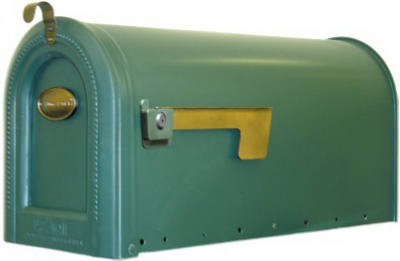 Windmere Post Mailbox, Green Galvanized Steel, 8.76 X 6.83 X 19.96-inch