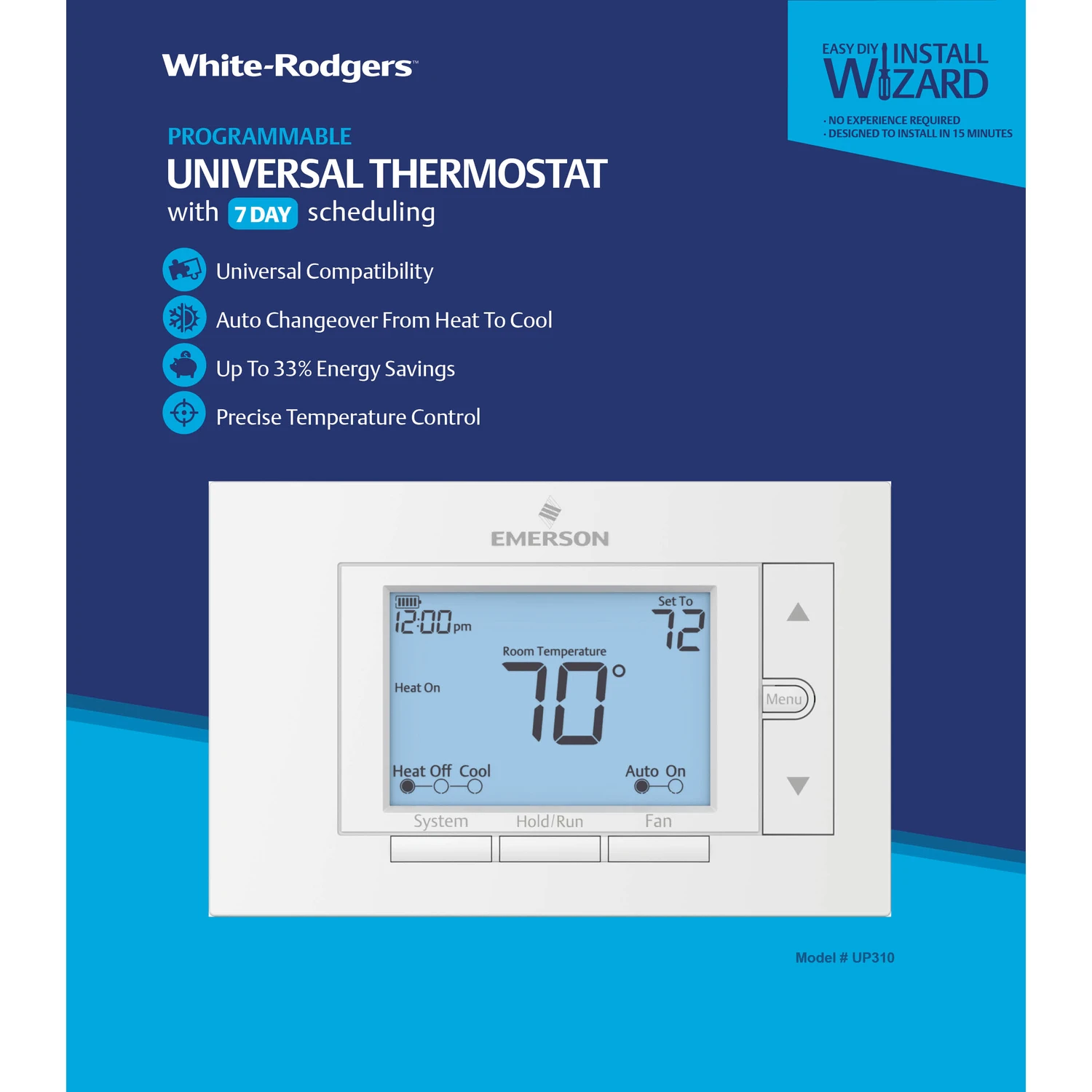 Universal 7-day Programmable Digital Thermostat Model Up310