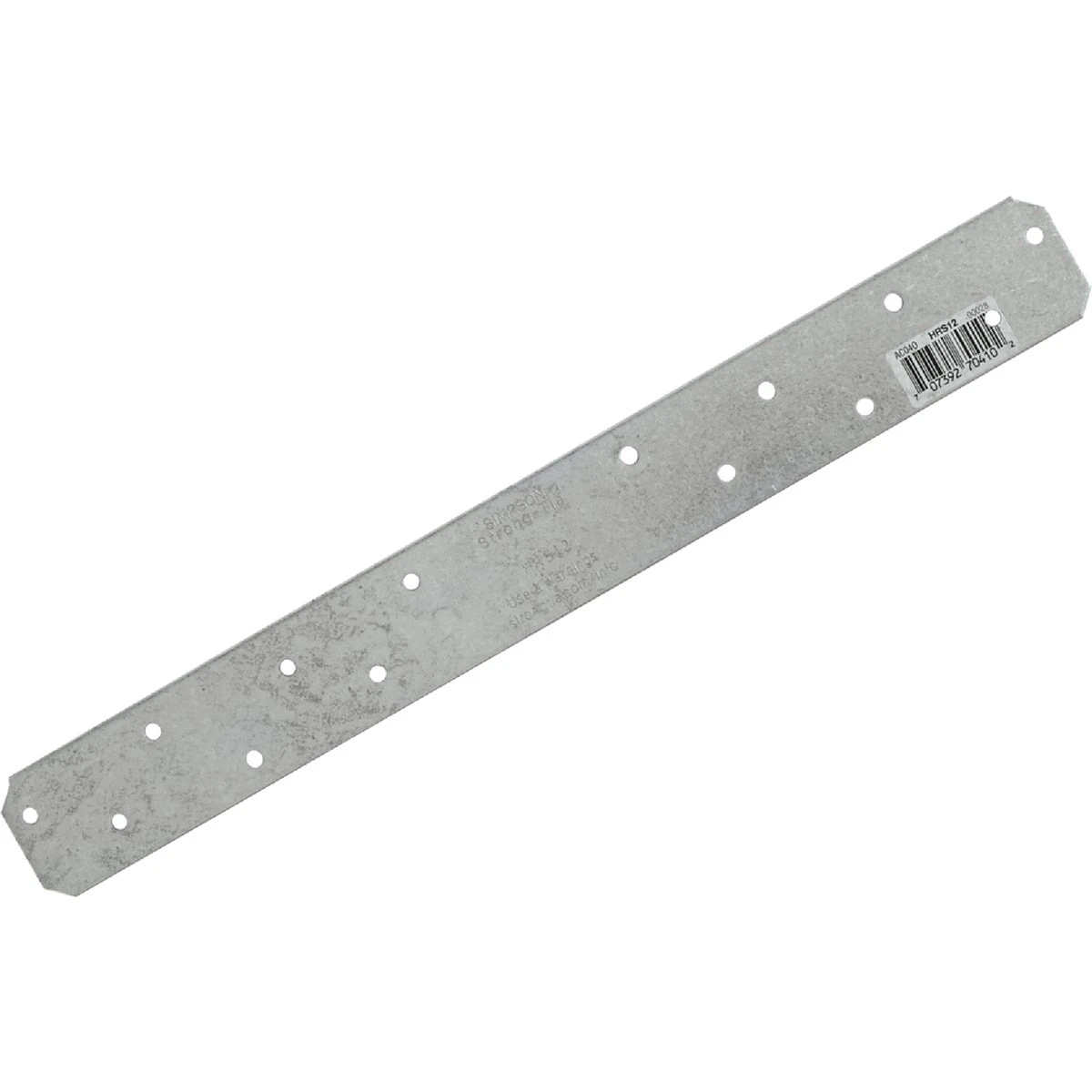 1-3/8 In. W X 12 In. L 12 Gauge Galvanized Steel Strap Tie