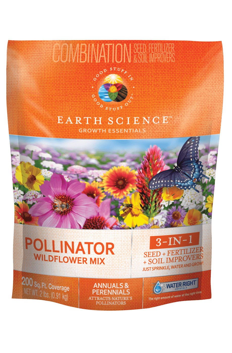 Growth Essentials Pollinator Wildflower Mix, Covers 200 Sq. Ft., 2 Lbs.