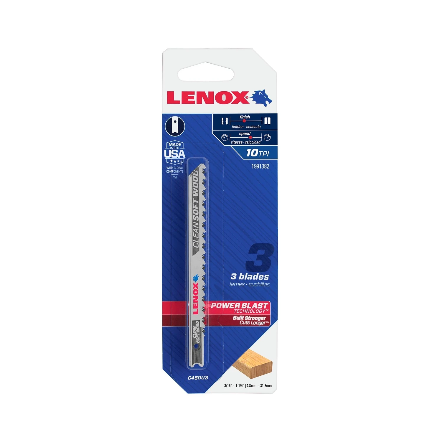 U-Shank Jigsaw Blade, 10 Tooth, 4 x 5/16-In., 3-Pk.