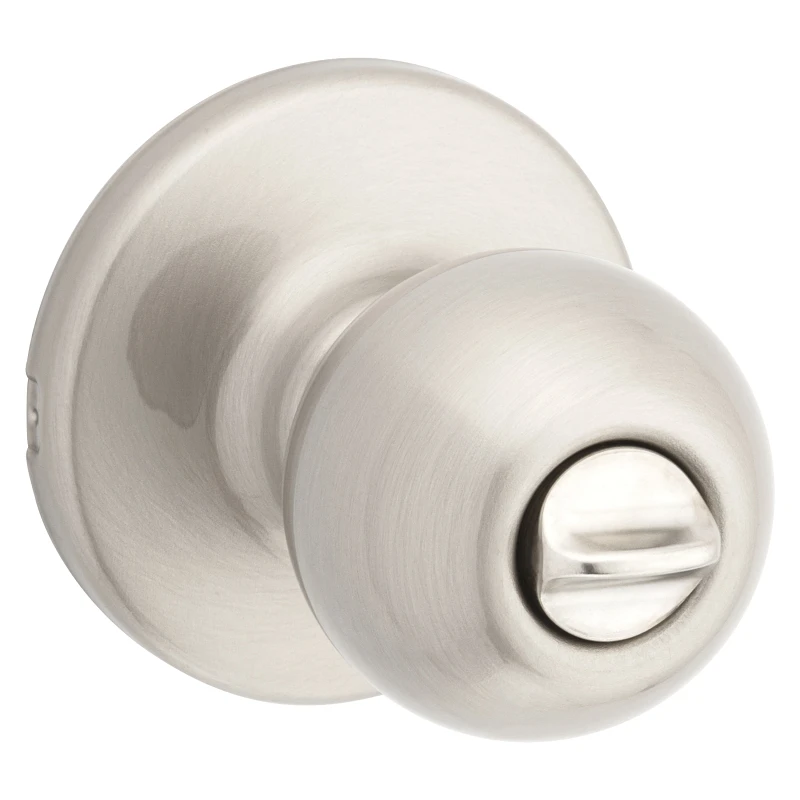 Polo Satin Nickel Privacy Knob Lockset For Bedroom And Bathroom Doors