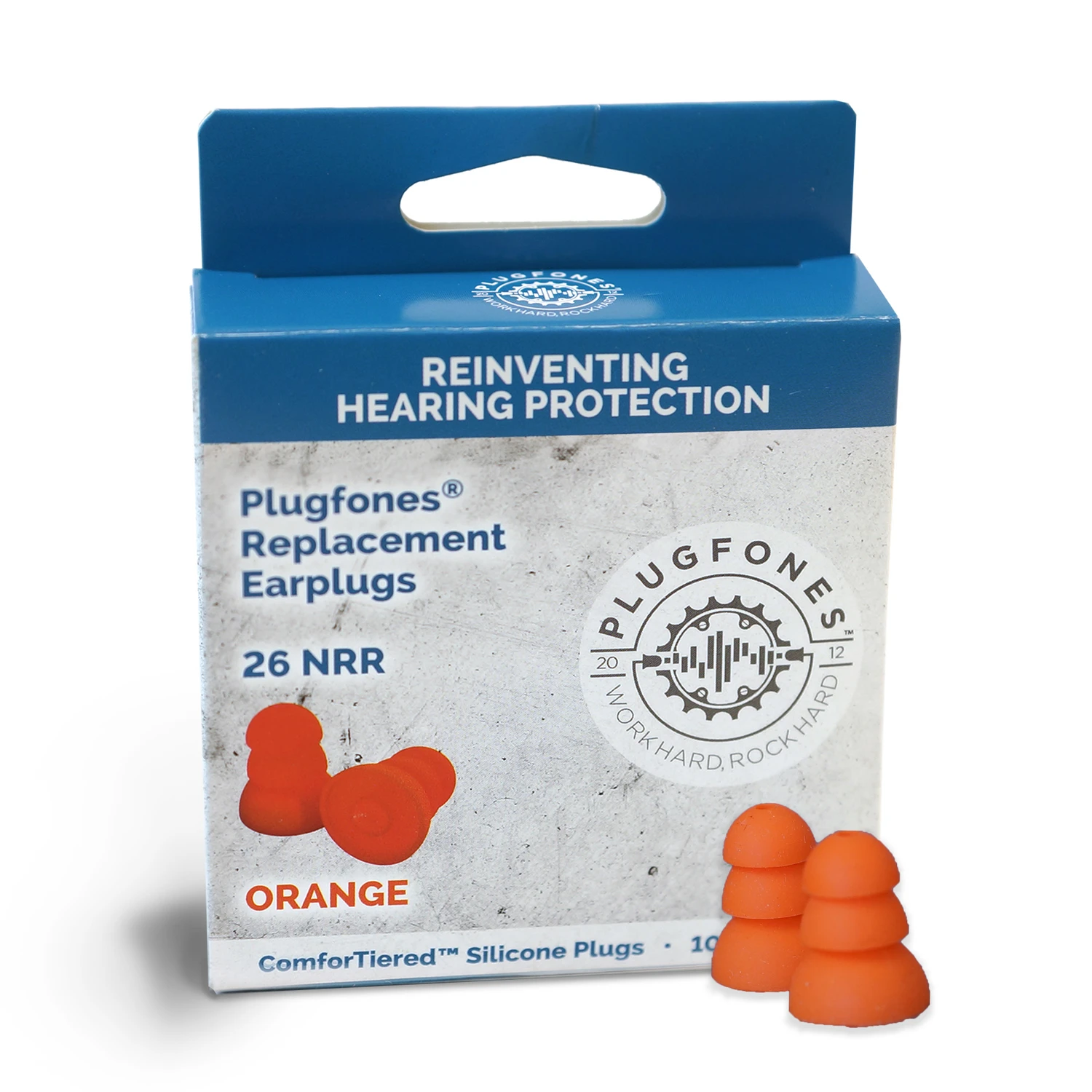 Comfortiered Silicone Replacement Ear Plugs, 27 Db Noise Reduction, Orange, 5 Pair