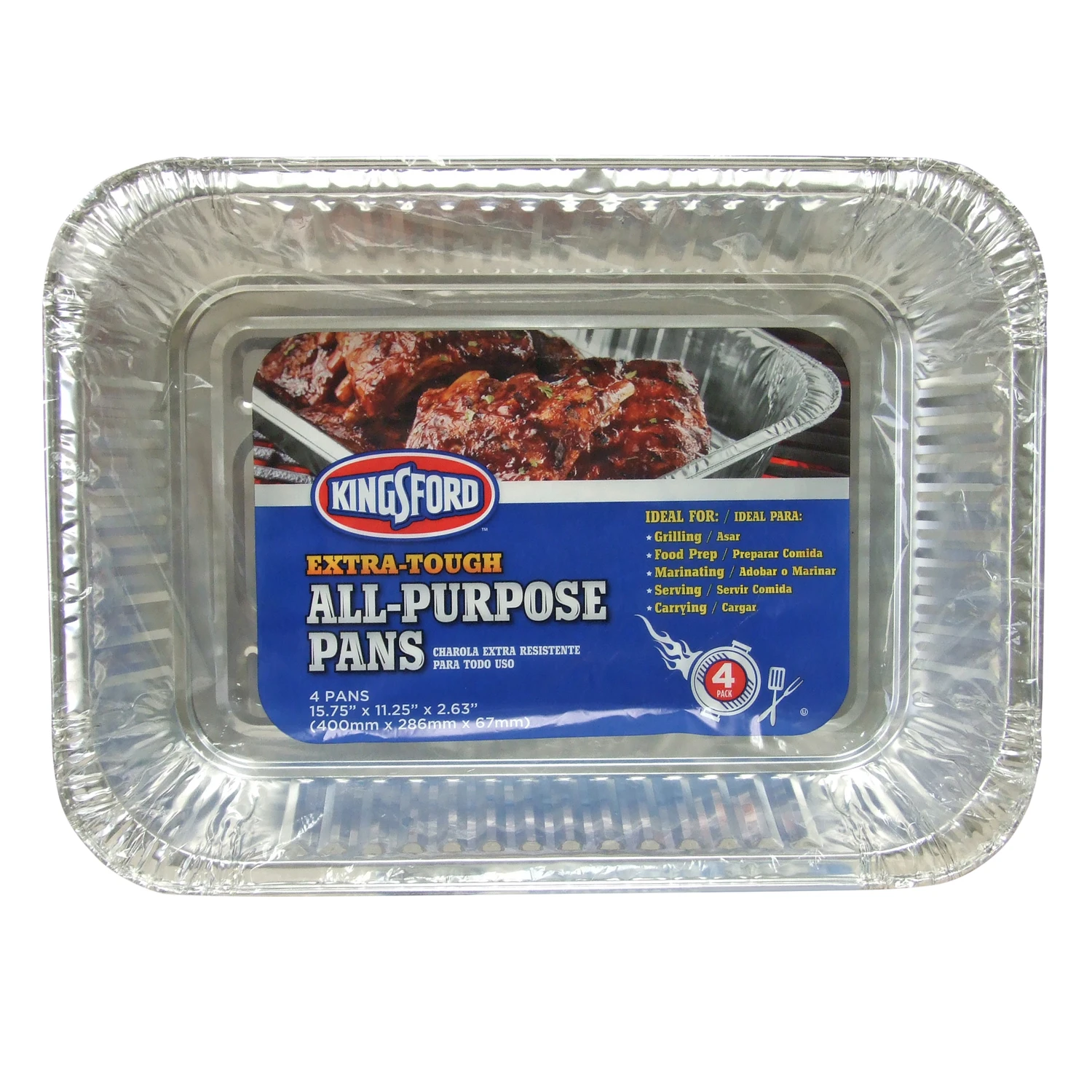 Aluminum Barbecue Pans 4-Pack Durable Disposable Grill Pans