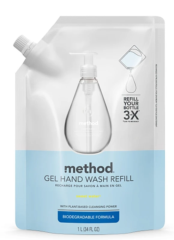 Naturally Derived Sweet Water Gel Hand Soap Refill Bottle 34 Ounce