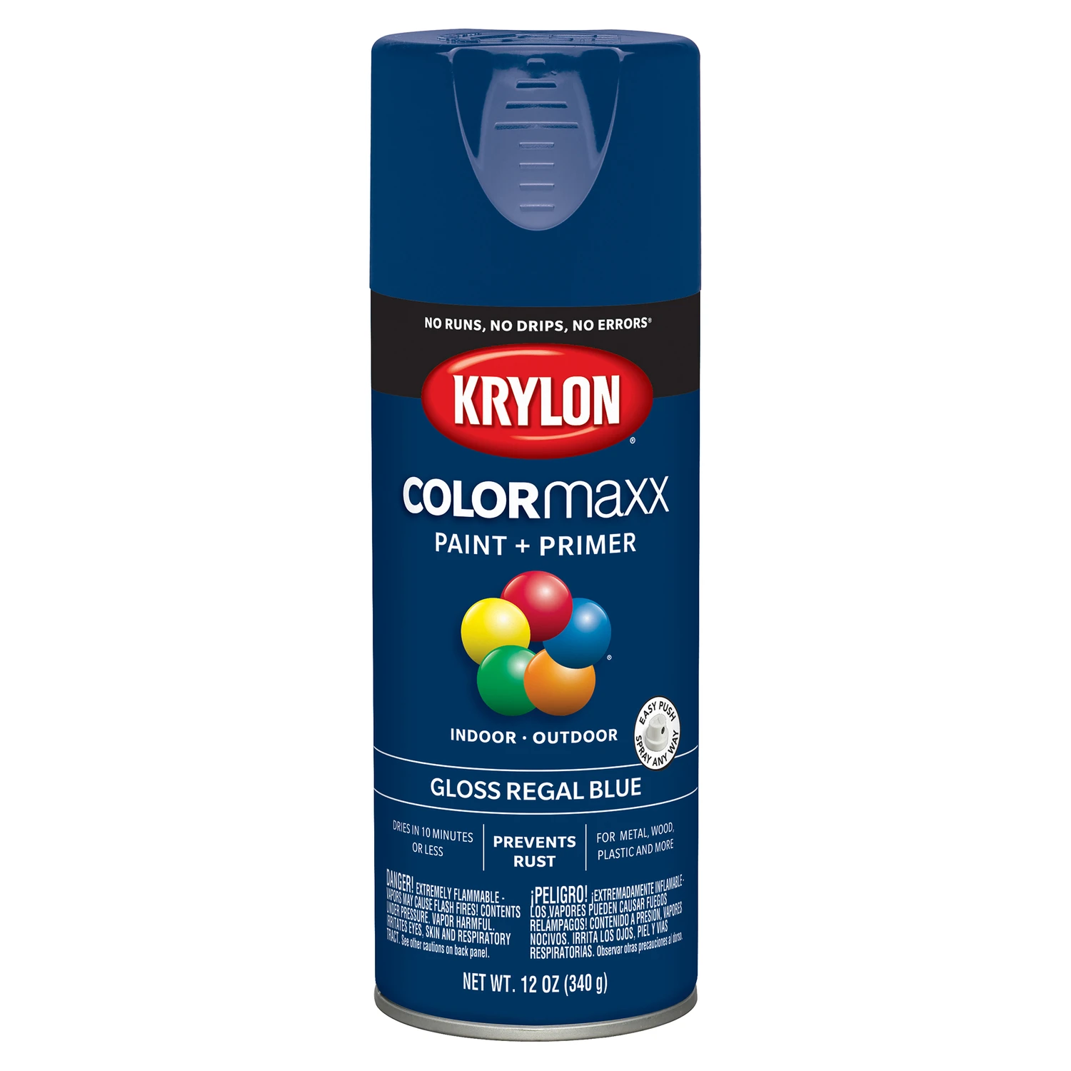 COLORmaxx Gloss Regal Blue Spray Paint and Primer, 12 Ounce Can