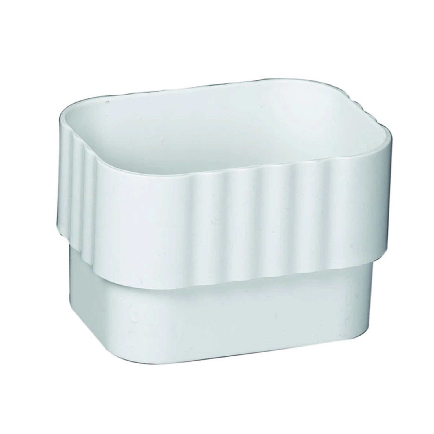 Downspout Connector, Traditional, Vinyl, White, 2 x 3-In.