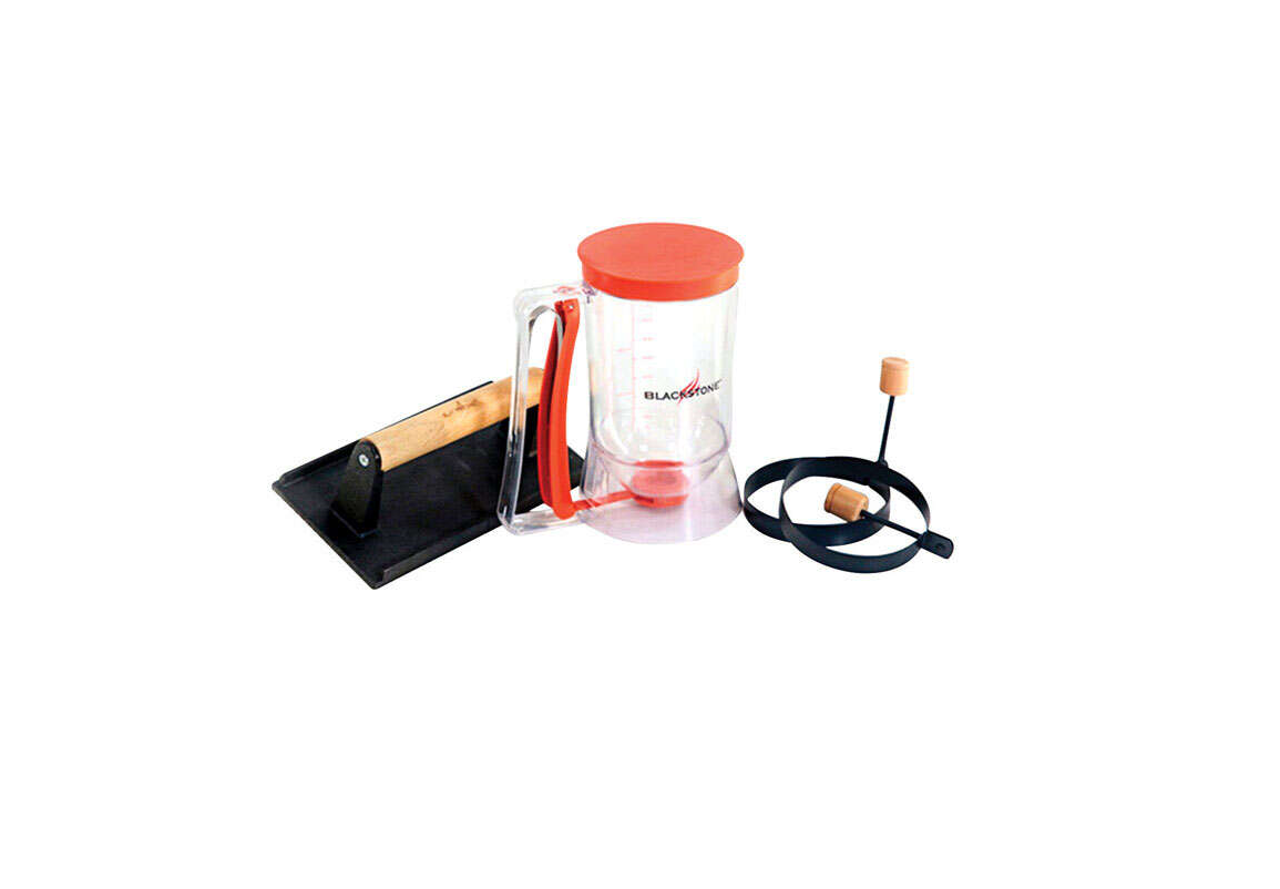 4-piece Griddle Breakfast Kit With Batter Dispenser And Cast Iron Press