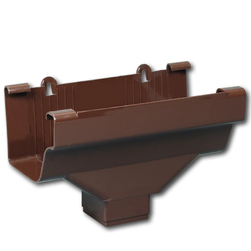 5 In. Brown Vinyl K-style Gutter Drop Outlet With 2 In. X 2 In. Connection
