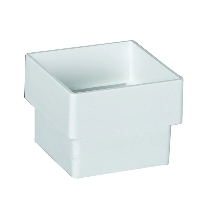 2 In. Contemporary Square White Vinyl Downspout Connector T0523