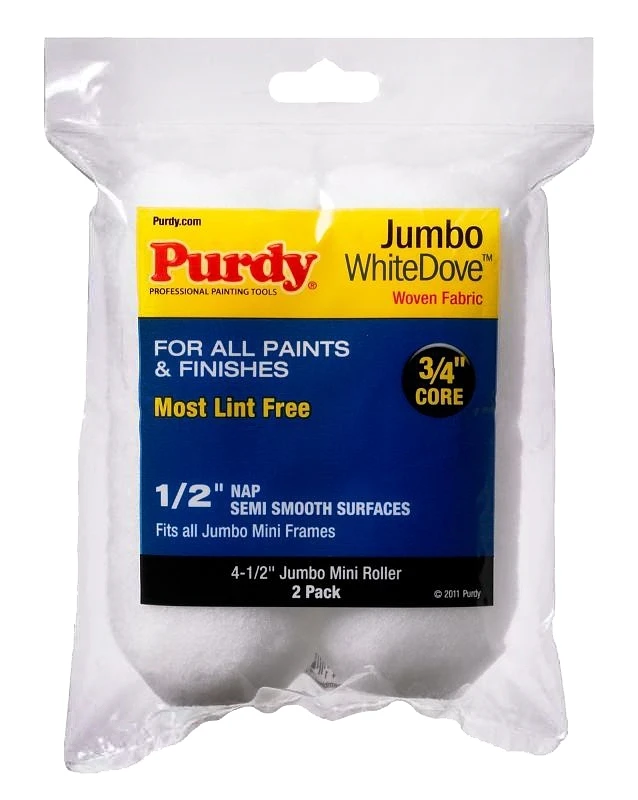 White Dove Jumbo Mini Paint Roller Cover, 4-1/2 x 1/2 In. Nap, 2-Pk.