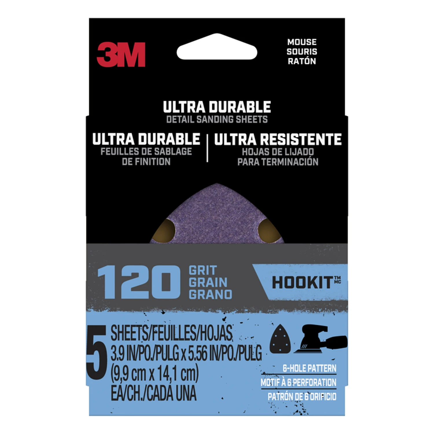 Mouse Detail Sanding Sheets, 120-Grit, 5-Pk.