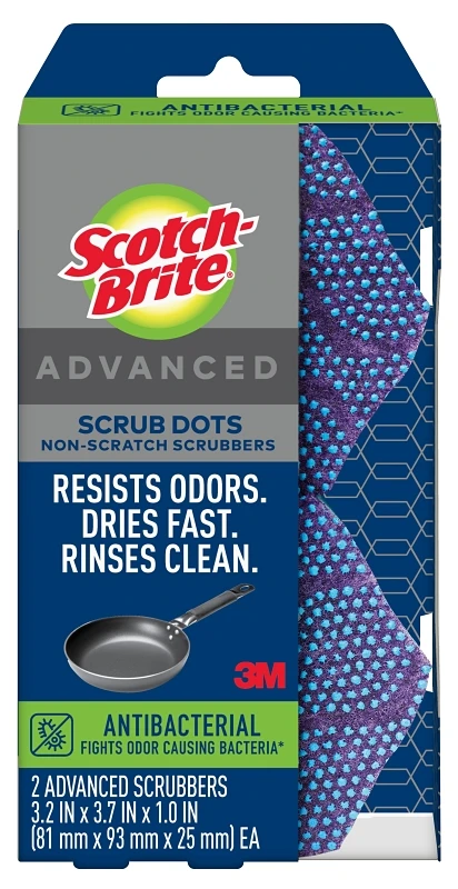 Scotch-Brite Advanced Scrub Dots, Non-Scratch Scrubbers, 2 pack