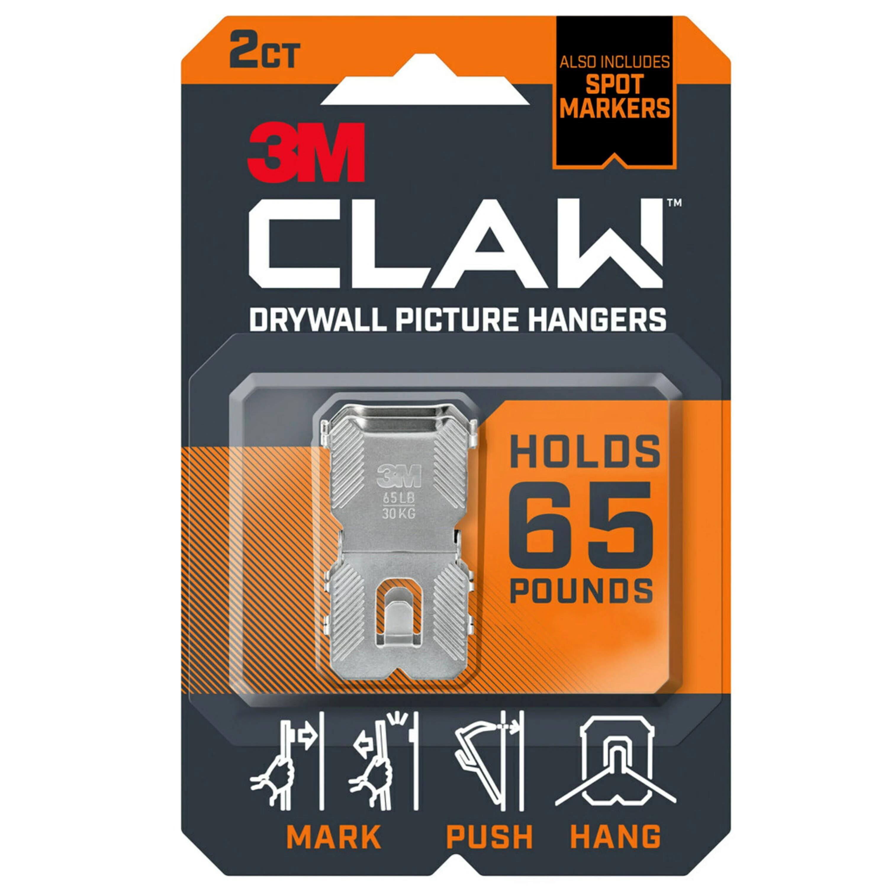 3M Claw Silver Drywall All Purpose Hanger 65 lb 2 pk