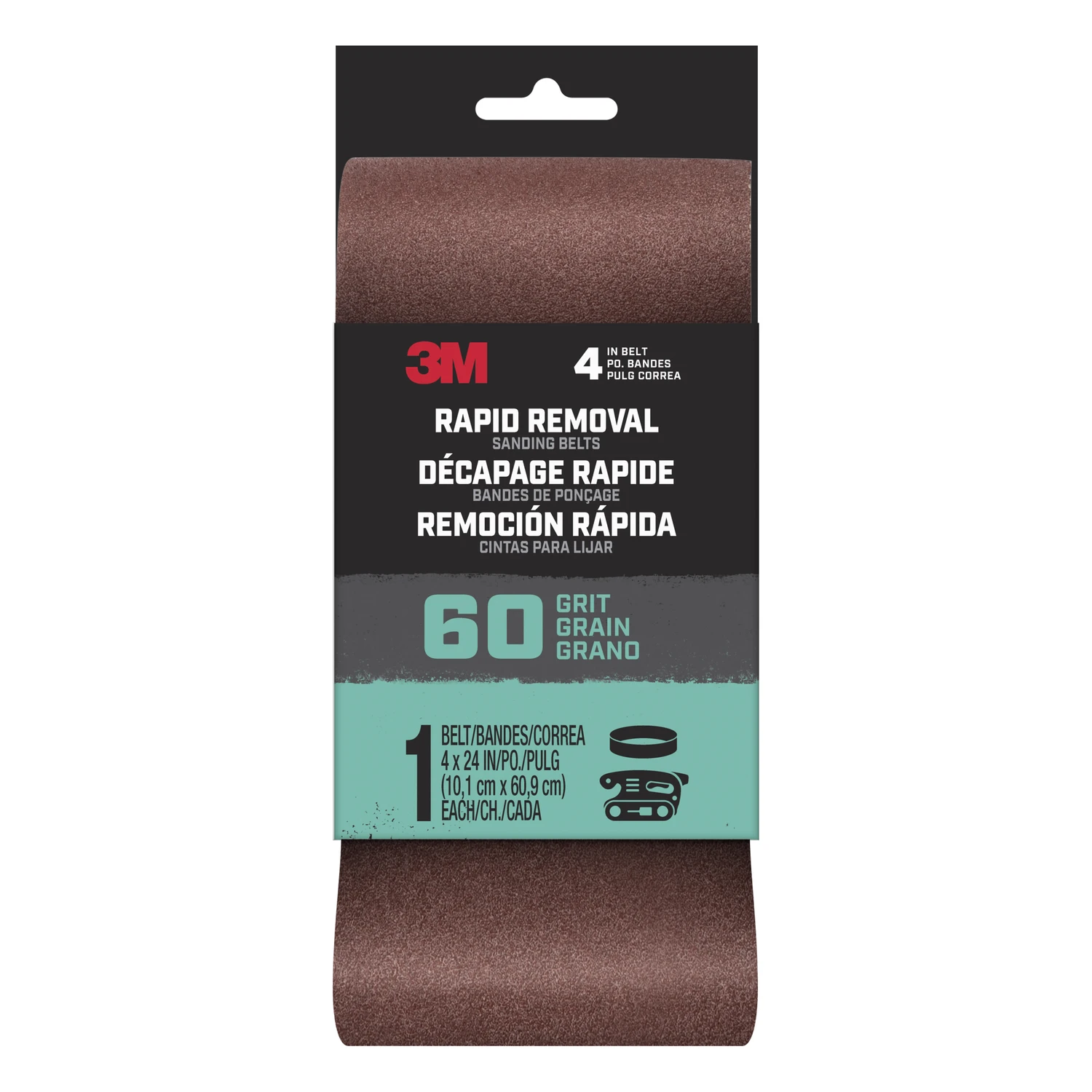 Rapid Removal 24 In. L X 4 In. W Aluminum Oxide Sanding Belt 60 Grit