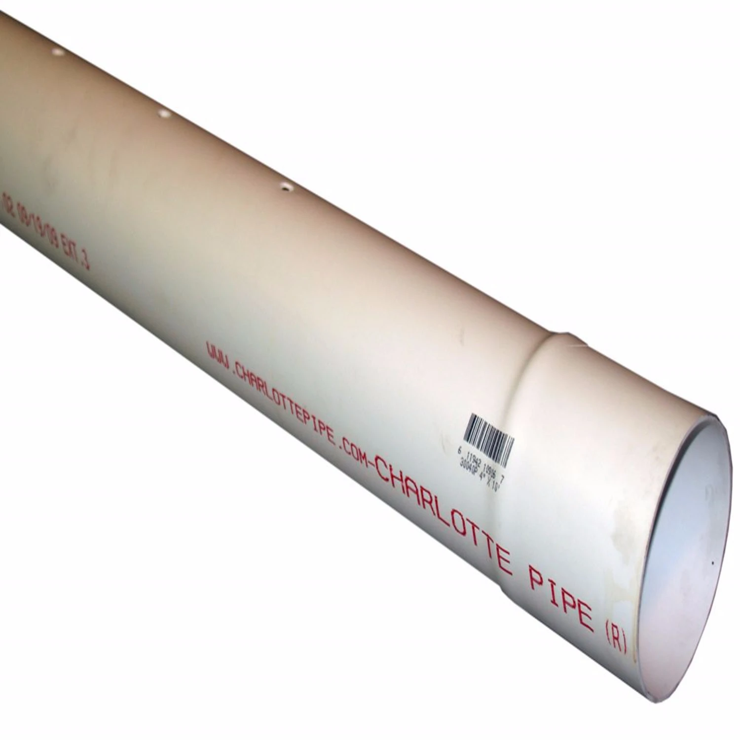 4 In. X 10 Ft. Perforated Pvc Drain And Sewer Pipe, Belled End