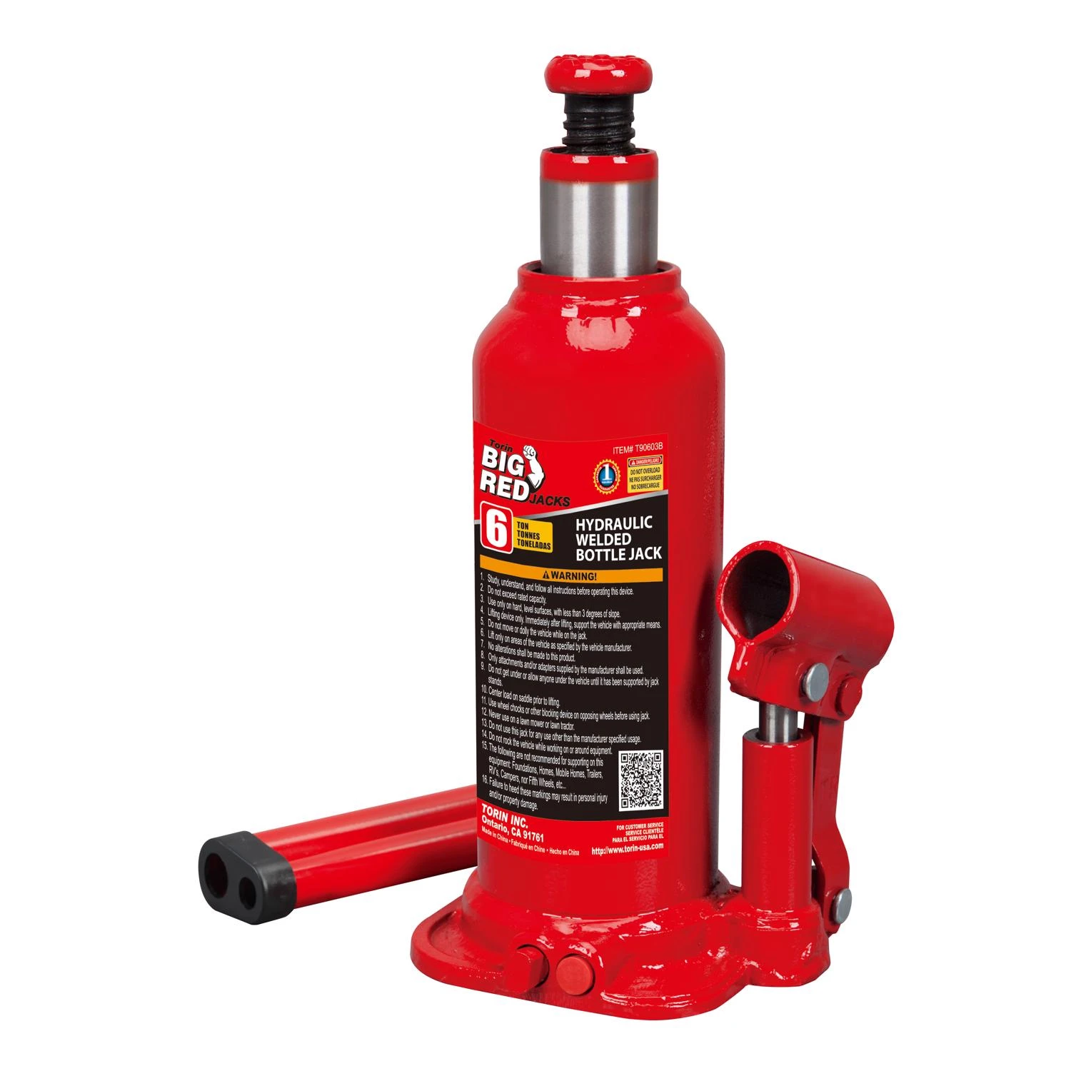 6-ton Hydraulic Bottle Jack - Model T90603b For Automotive Use