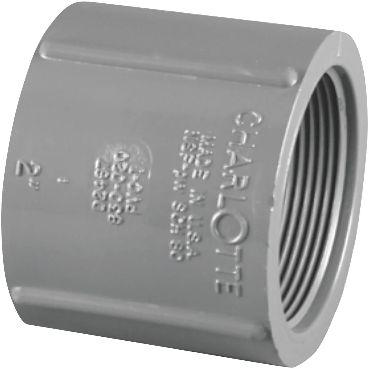 Schedule 80 PVC Coupling, Gray, FPT x FPT, 1 In.