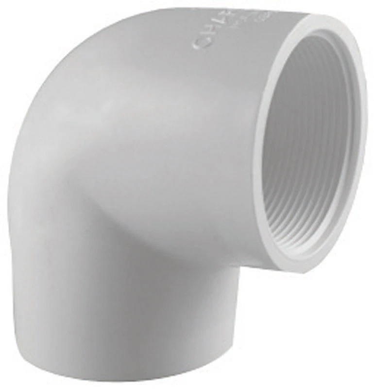 Schedule 40 PVC Ell, 90-Degree, White, 1-1/2 In. FPT