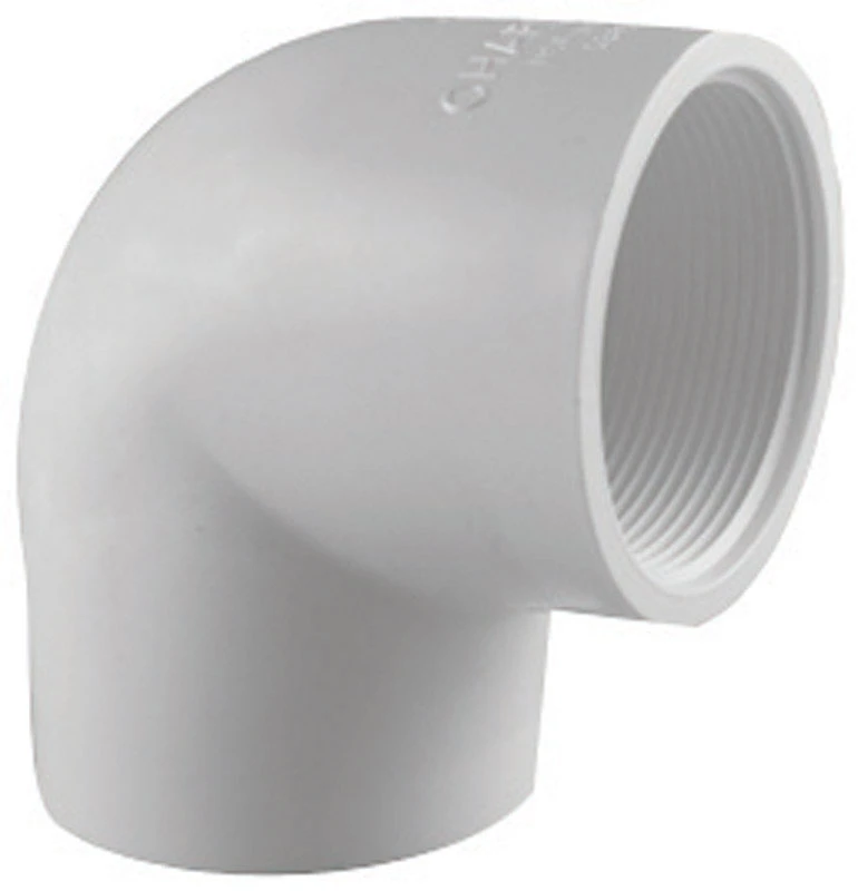 Schedule 40 PVC Ell, 90-Degree, White, 2 In. FPT