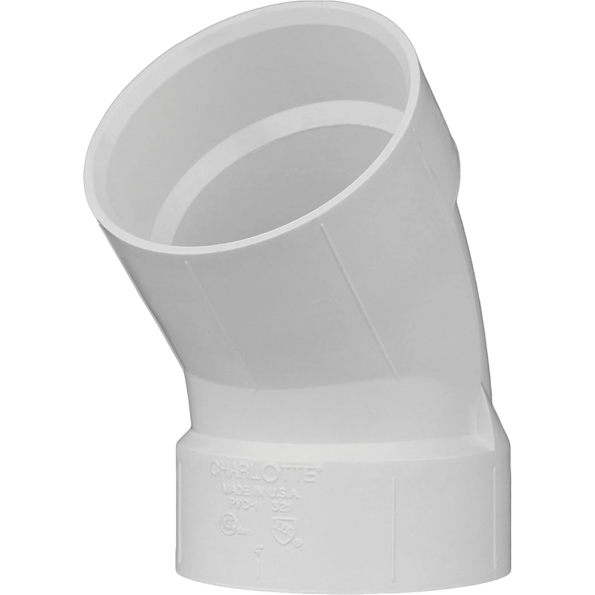 Schedule 40 DWV 45-Degree Sanitary Elbow, 1/8 In. Bend, Hub x Hub, 6 In.