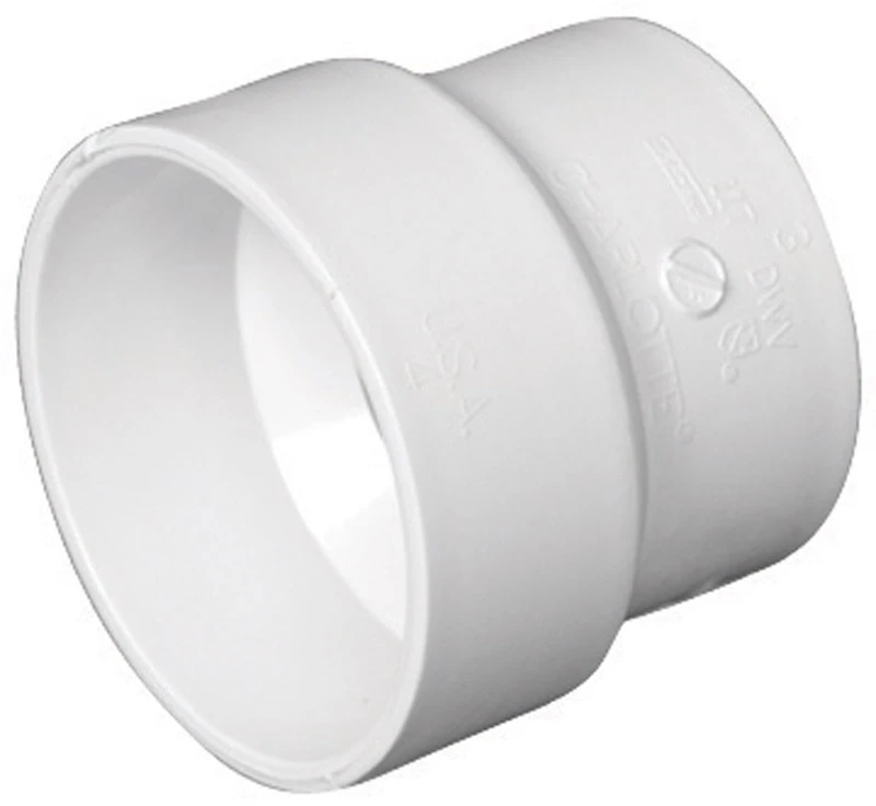 Schedule 40 DWV Sewer Pipe Adapter Coupling, PVC, 4 x 3 In.