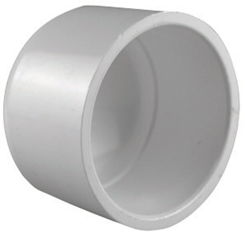 Schedule 40 Pipe Cap Slip, White Schedule 40 PVC , 3 In.