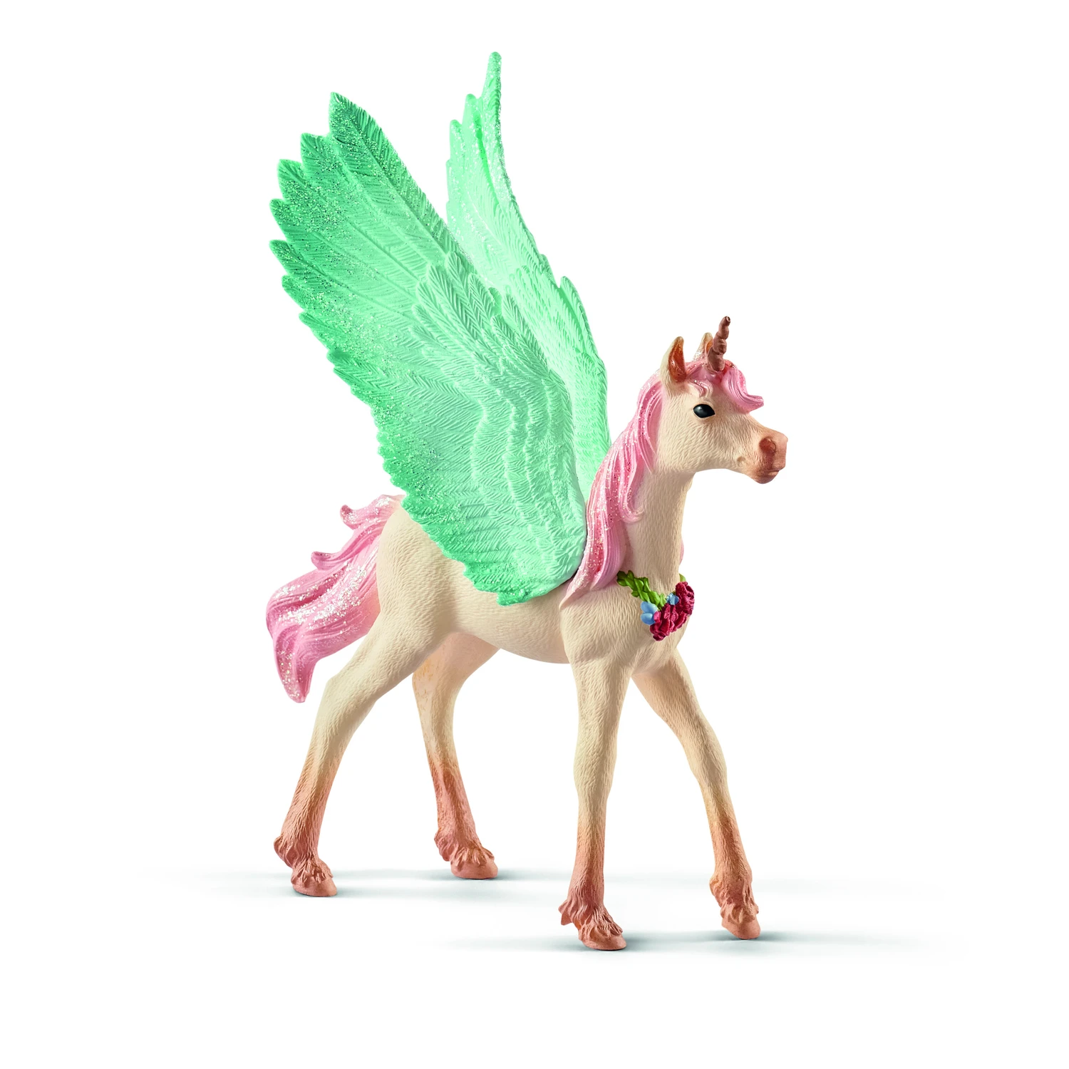 Bayala Decorated Unicorn Pegasus Foal Toy Figurine - Blue And Pink