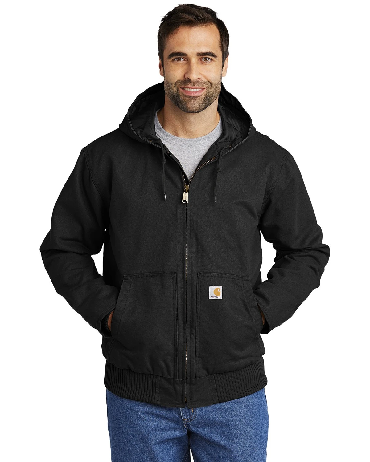 Men's Loose Fit Washed Duck Insulated Active Jacket - Large - Black