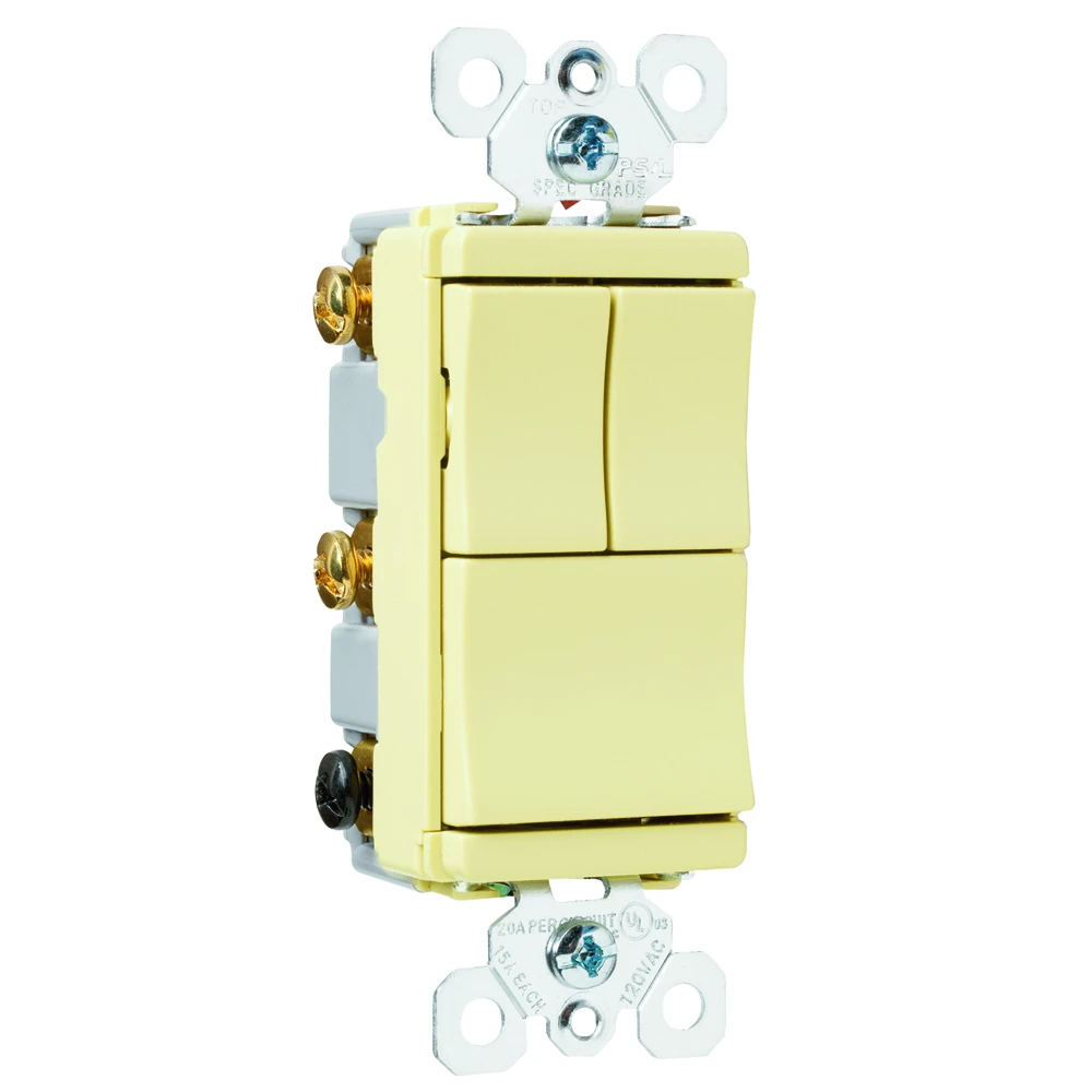 Tm8111icc 15a Single Pole Decorator Switches, Ivory - 3 Pack