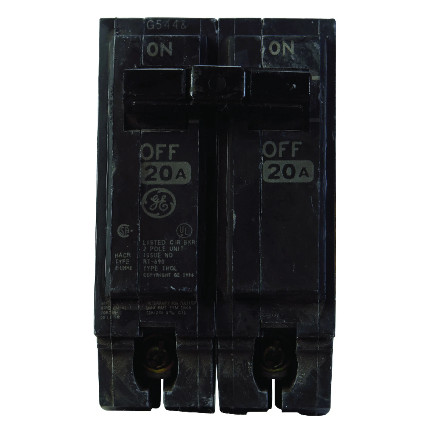 20a Double-pole Standard Trip Circuit Breaker, Model Thql2120