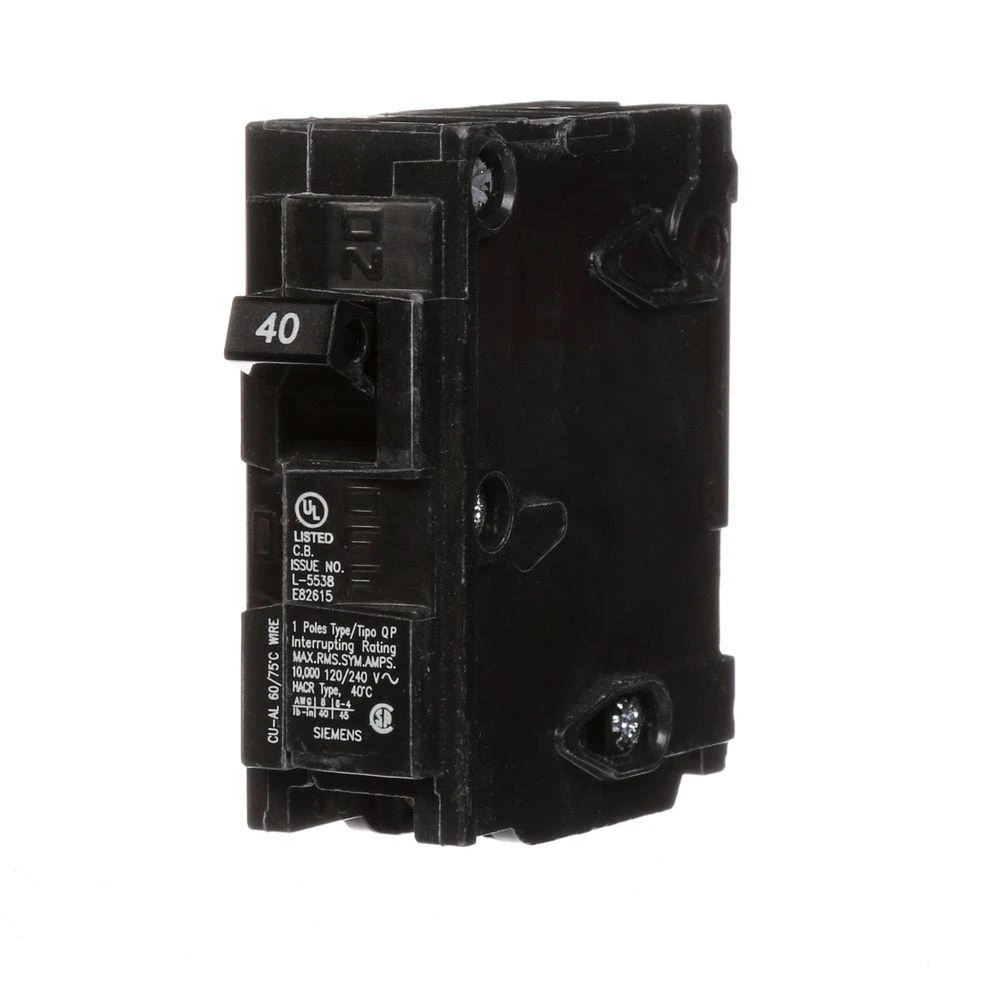 Q140 Single Pole Circuit Breaker, 40 Amp, 120 Volt, 1 Inch Space