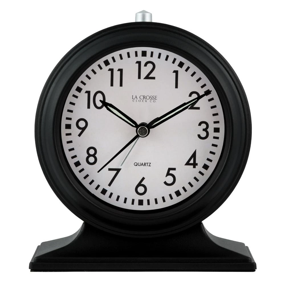 Battery Operated Tabletop Alarm Clock with Silent Movement, 5.7 Inch Diameter