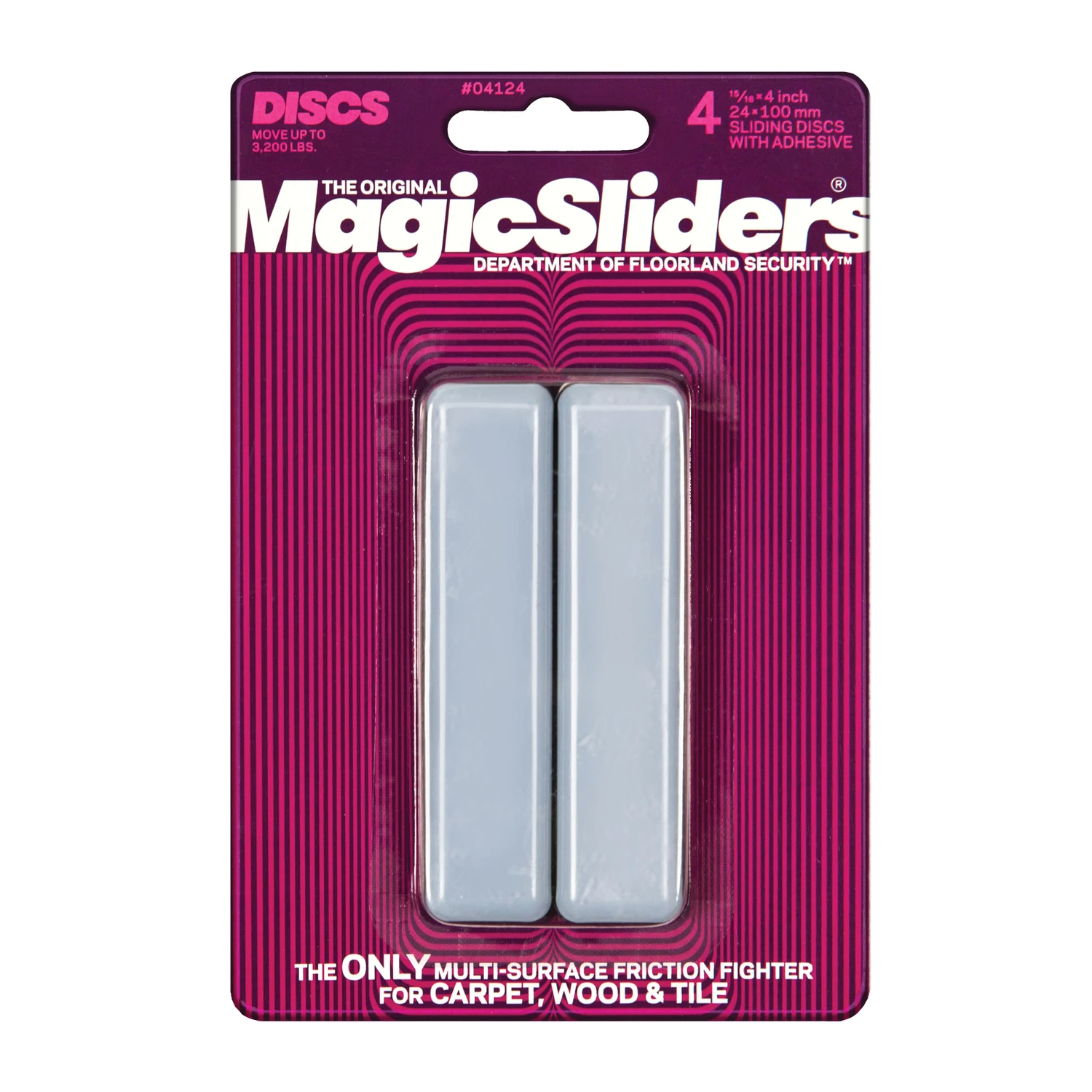 Surface Protectors, Furniture Sliding Discs, Adhesive, 15/16 x 4-In. Rectangle, 4-Pk.