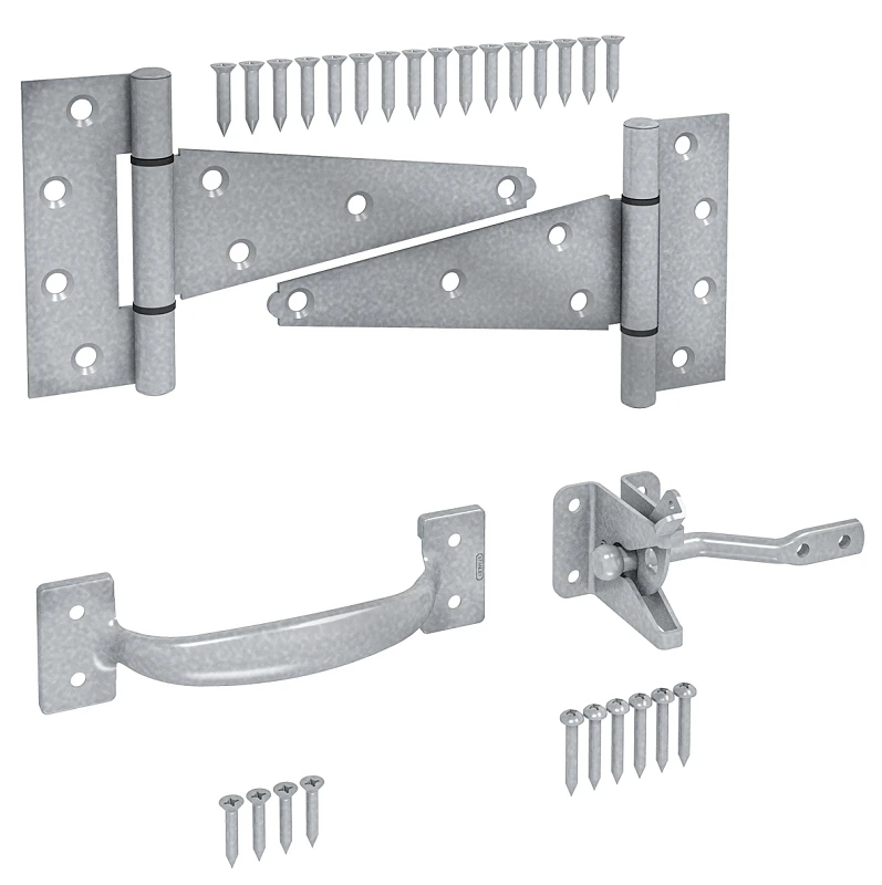 Gate Hardware Kit with T-Hinges, Galvanized