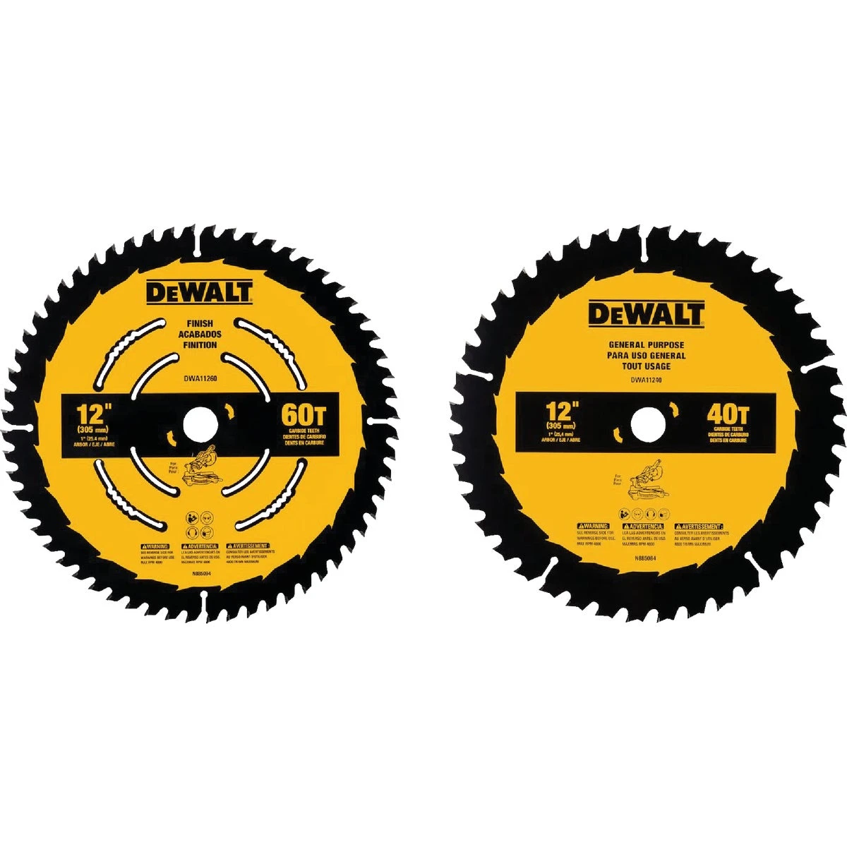 DeWalt 12 in. D X 1 in. Carbide Tipped Circular Saw Blade 40/60 teeth 2 pk