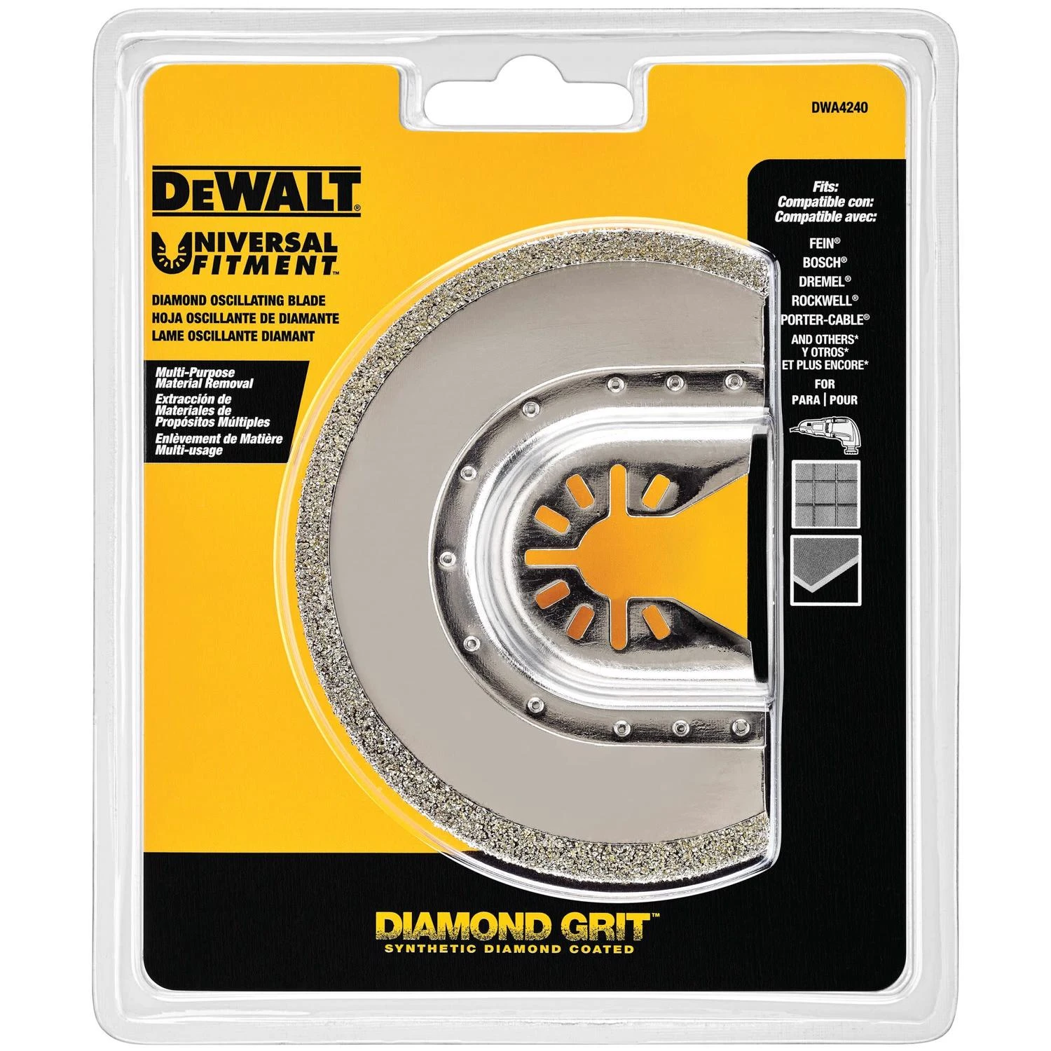 Oscillating Tool Grout Removal Blade, Diamond Half Moon, Universal