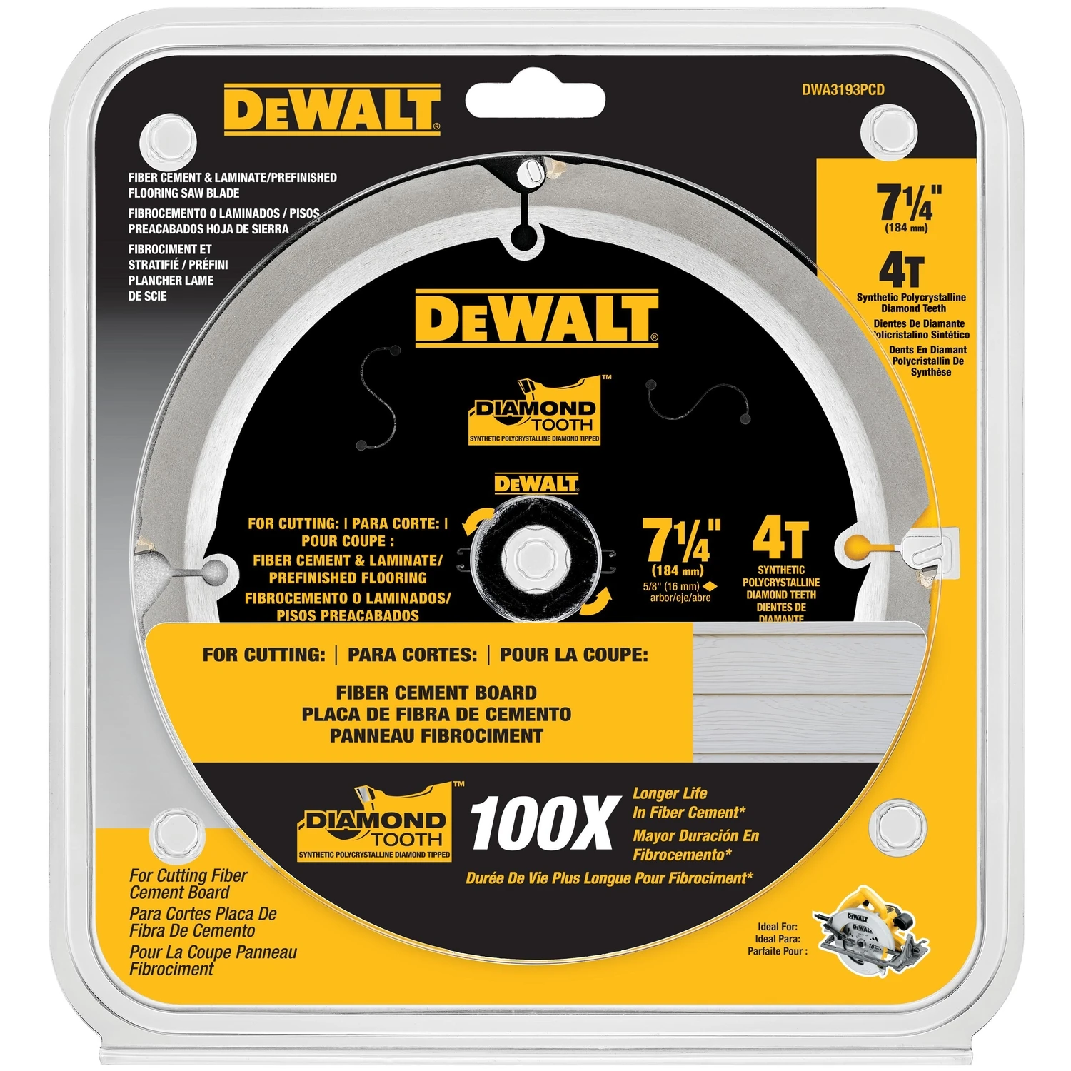 PCD Hardiplank Saw Blade, 4-Tooth x 7-1/4 In.