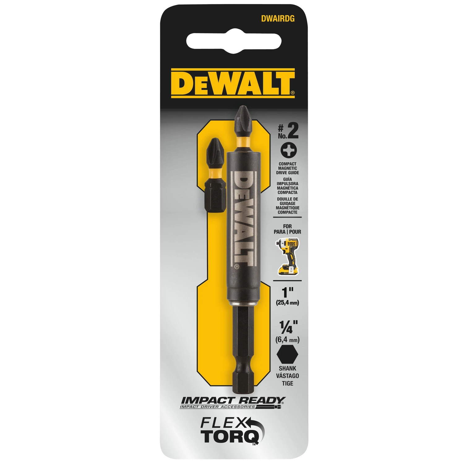 Impact Ready Bit Holder With 2 Flextorq Ph2 Bits, 1/4 In. Hex Shank