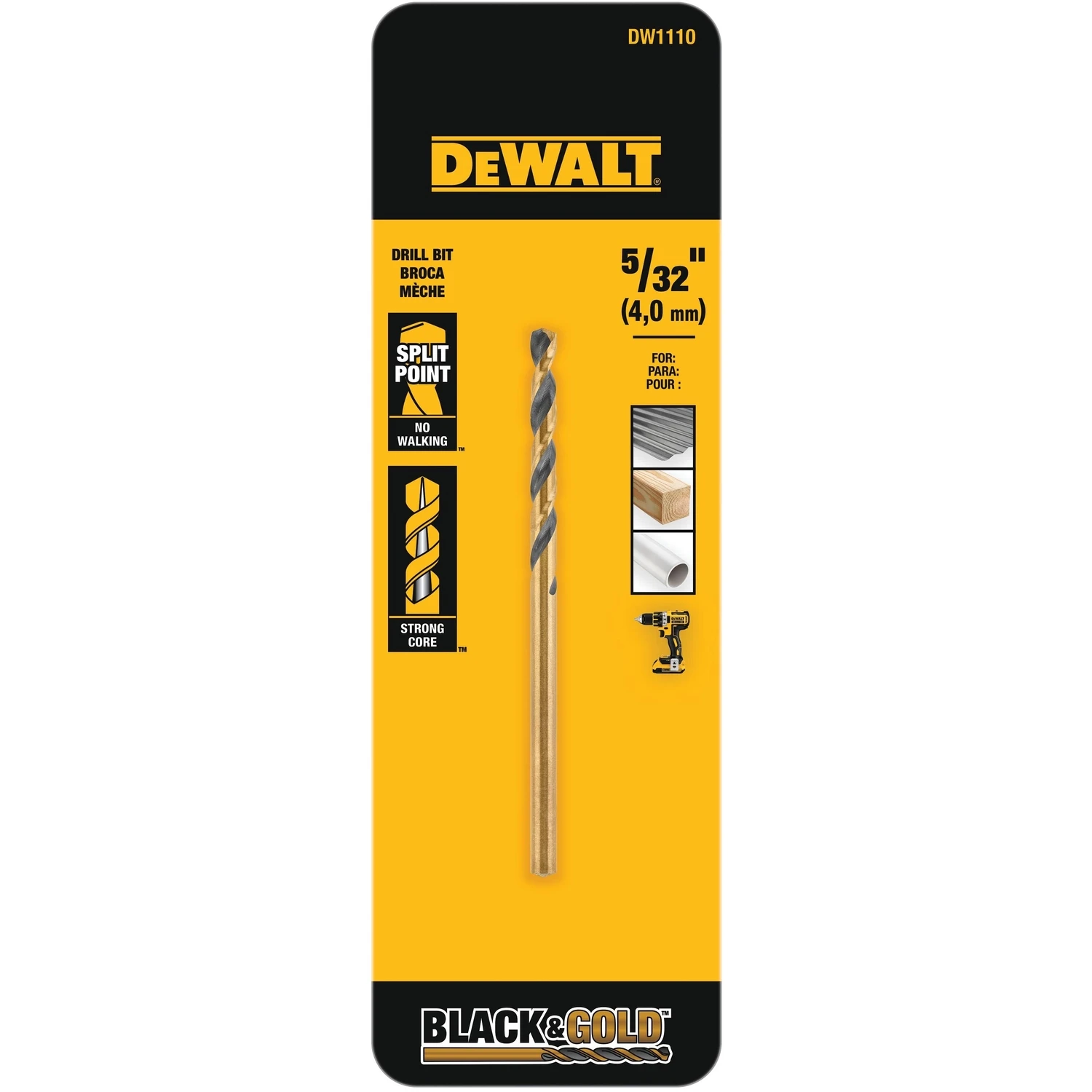 Black & Gold 5/32 In. X 3.12 In. High Speed Steel Split Point Drill Bit