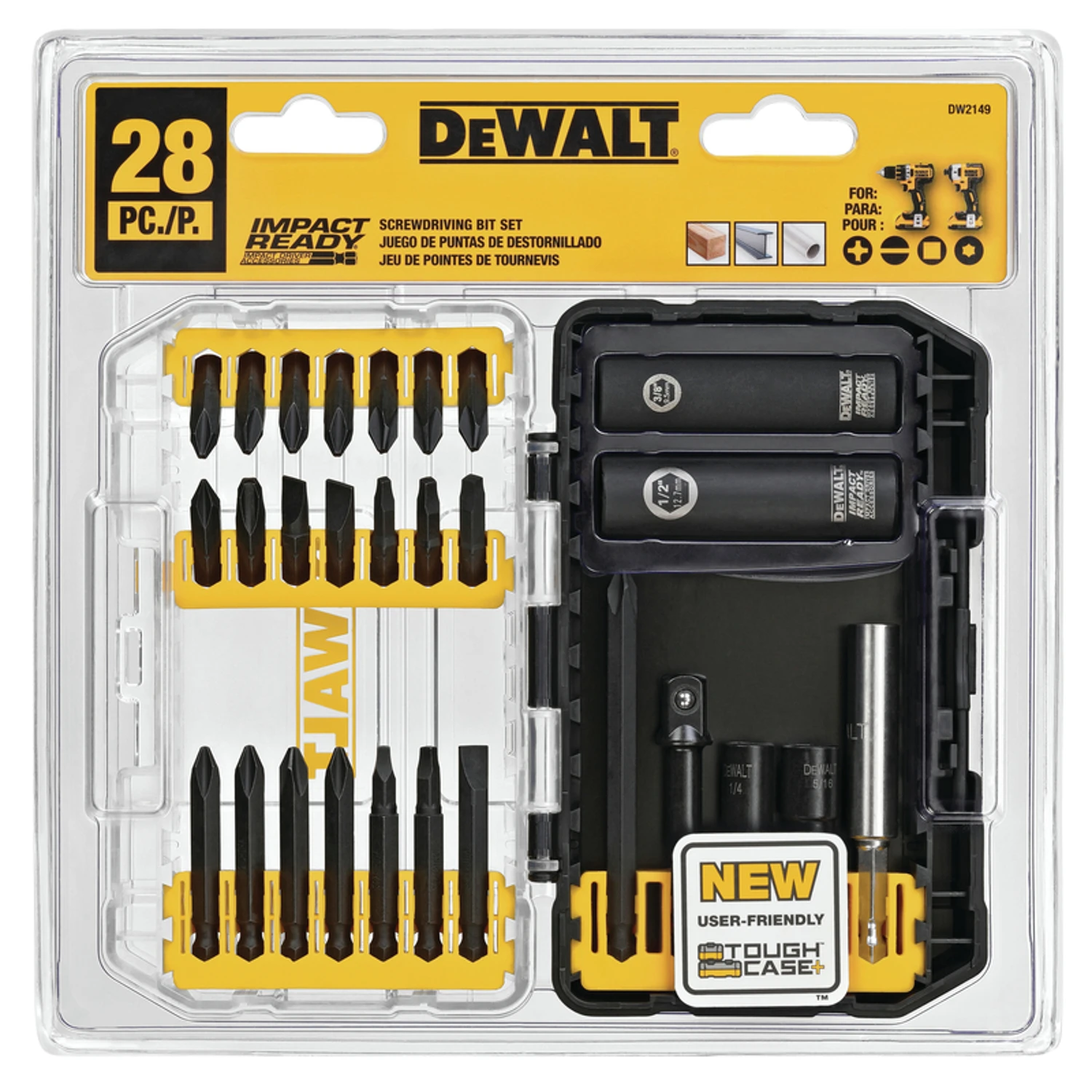 Dw2149 Impact Ready Screwdriving Bit Set, 28 Pieces, Heat-treated Steel