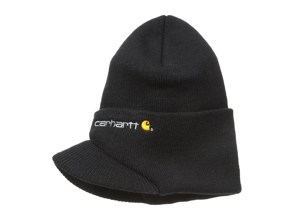 Black Knit Hat with Visor for Outdoor Use