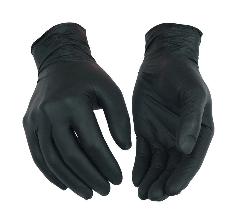 Industrial-Grade Textured Nitrile Gloves, Black, Men's L, 40-Ct.