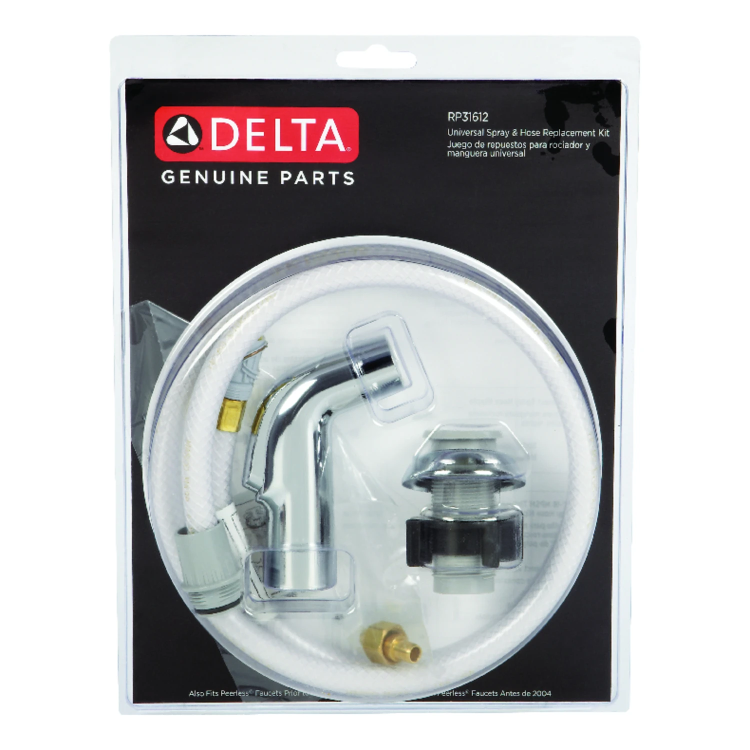 Universal Replacement Chrome Sprayer & White Hose Assembly - Model Rp31612