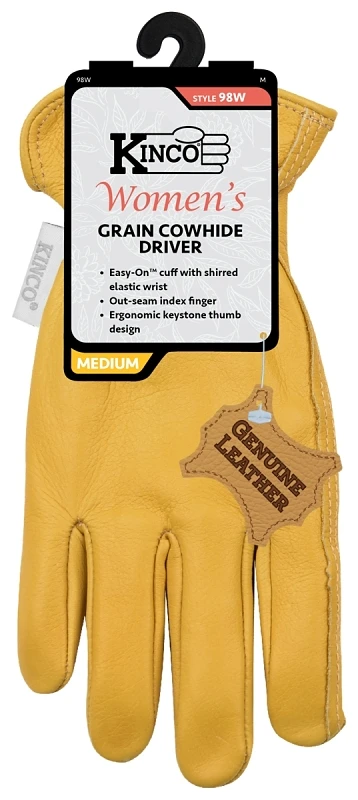 Women's Medium Tan Cowhide Driver Work Glove With Keystone Thumb