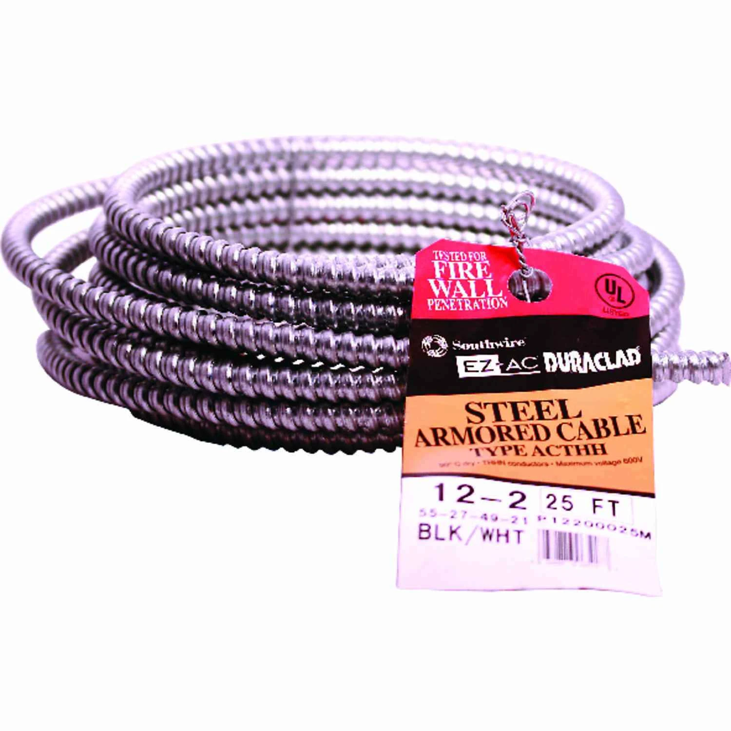 25 Ft. 12/2 Ac Armored Cable Electrical Wire - Ul Listed