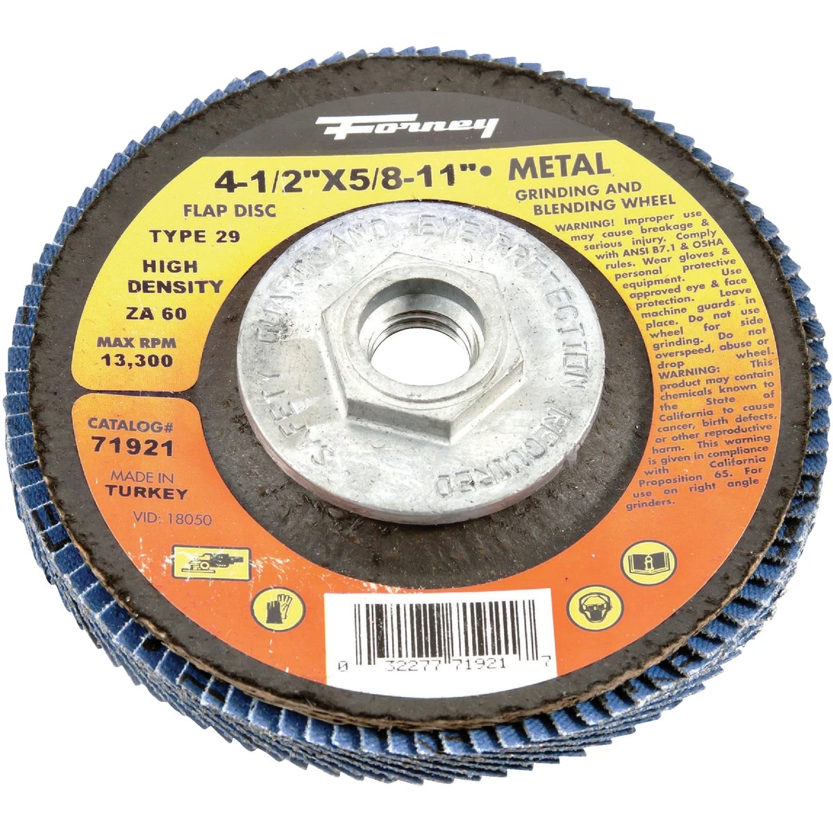 4-1/2 In. X 5/8 In.-11 60-grit Type 29 High Density Blue Zirconia Flap Disc