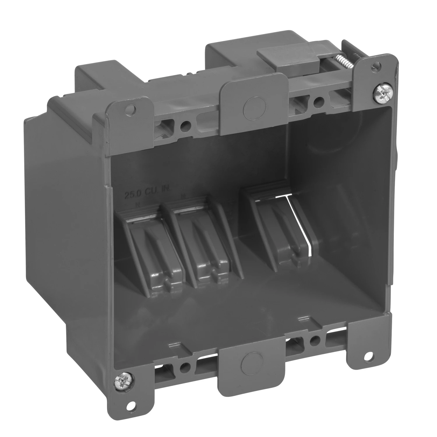 2 Gang Old Work Standard Switch & Outlet Wall Electrical Box, Gray PVC, 25 Cu. In.