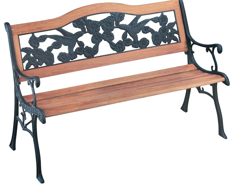 Hummingbird Park Bench 9 Slat With Powder-coated Frame And Hardwood Slats